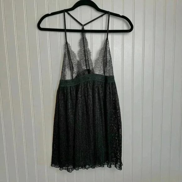 Victoria's Secret black lace goth witchy pleated neglige size large A35 - Picture 1 of 6